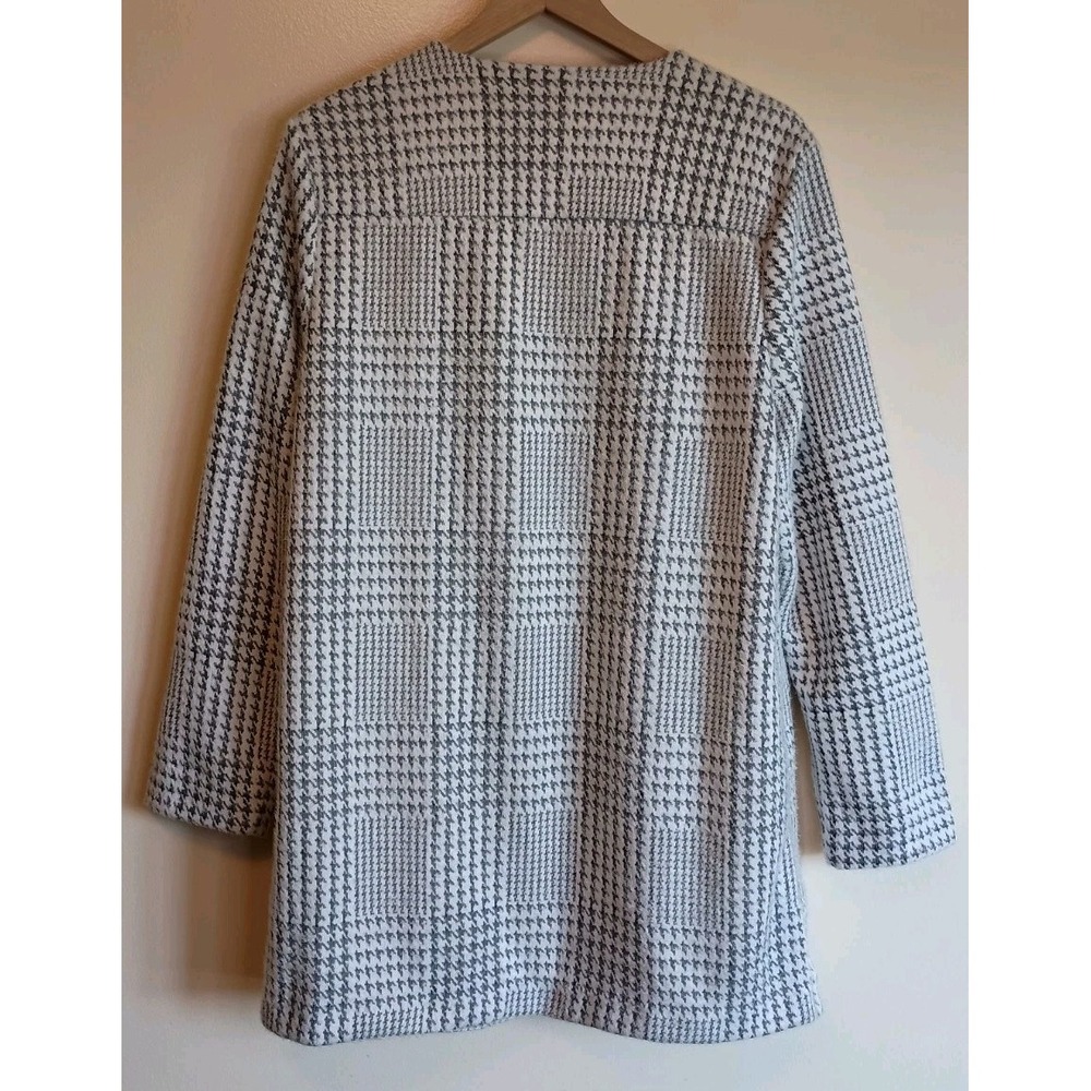 Calvin Klein L Grey Houndstooth Plaid Open Front Soft Knit Coatigan NWT - Picture 8 of 12
